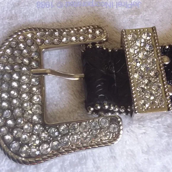 Hard Rock Black & Glitter Beaded Designer Belt display picture 2